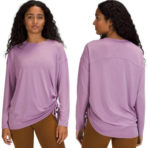 Lululemon Side Cinch Tie Long Sleeve Crew Neck Shirt Tee Top Wisteria Purple 8 - Picture 1 of 16